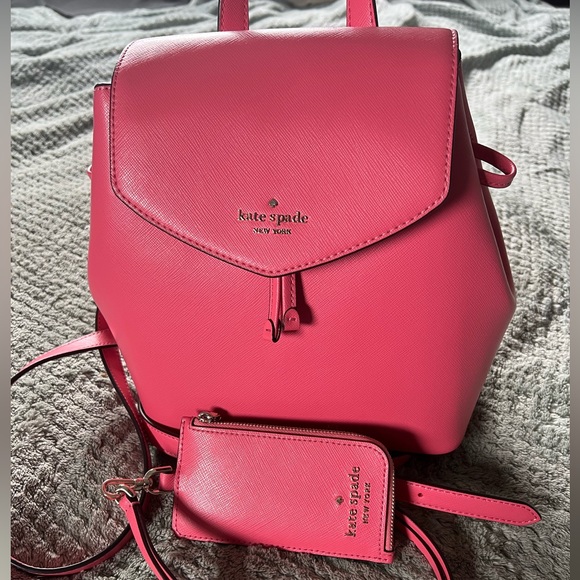 Pink Kate Spade Backpack Purse with Lanyard